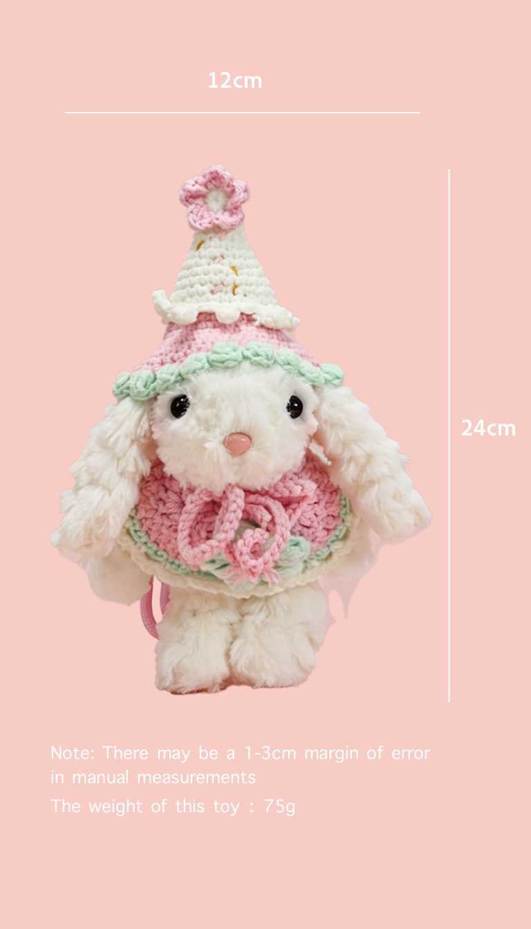 Bubblegum Bunny with a White Hat and a Pink Shawl