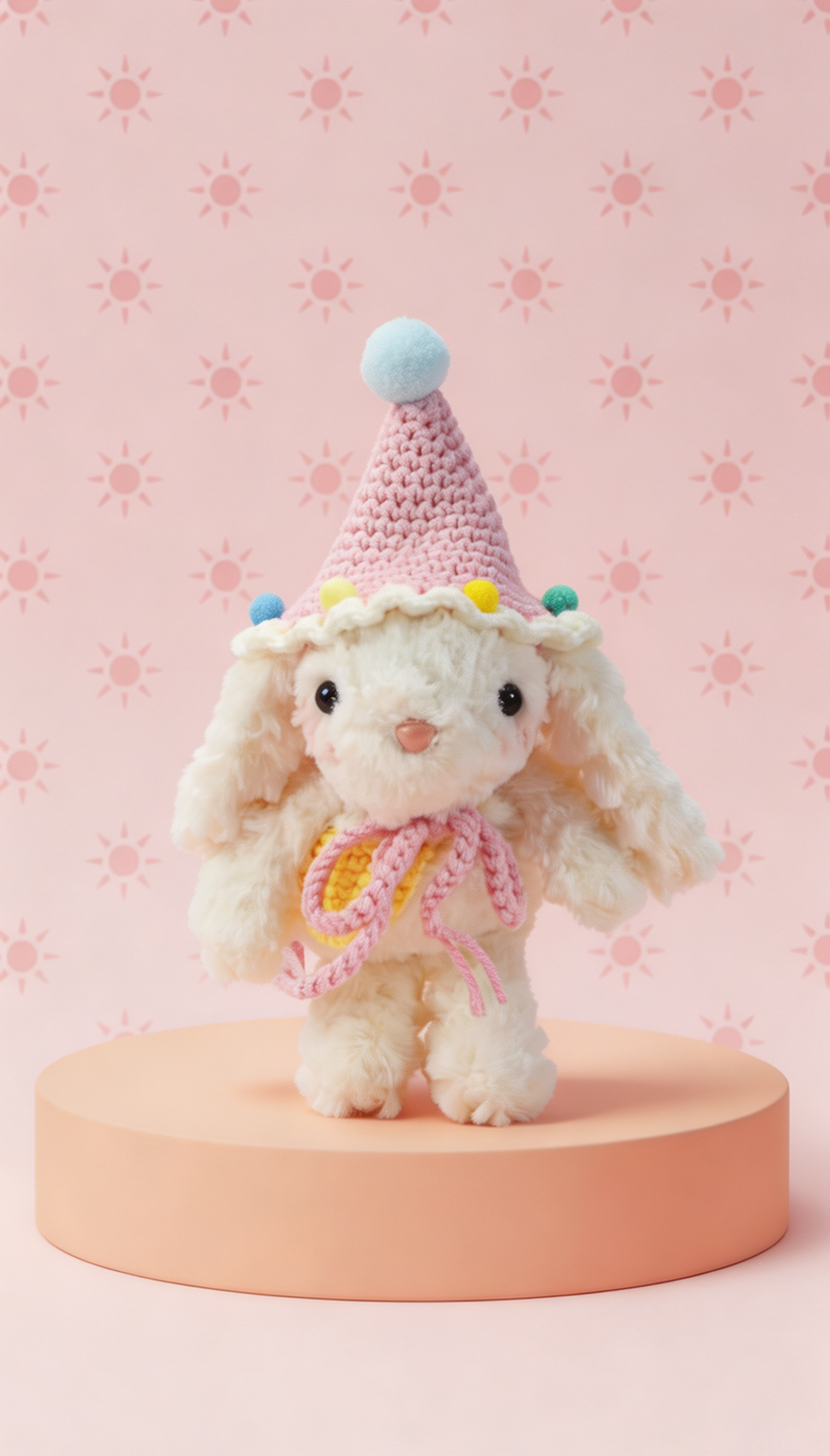 Bubblegum Bunny with a Pink Hat and a Yellow Bag